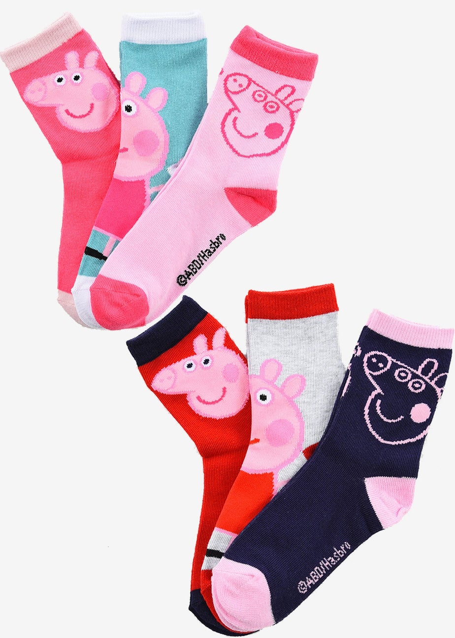 Peppa Pig Faces Kids 6 Pack Of Socks
