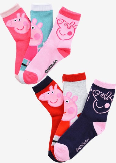 Peppa Pig Faces Kids 6 Pack Of Socks