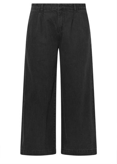 Yours Black Pleated Wide Leg Jeans