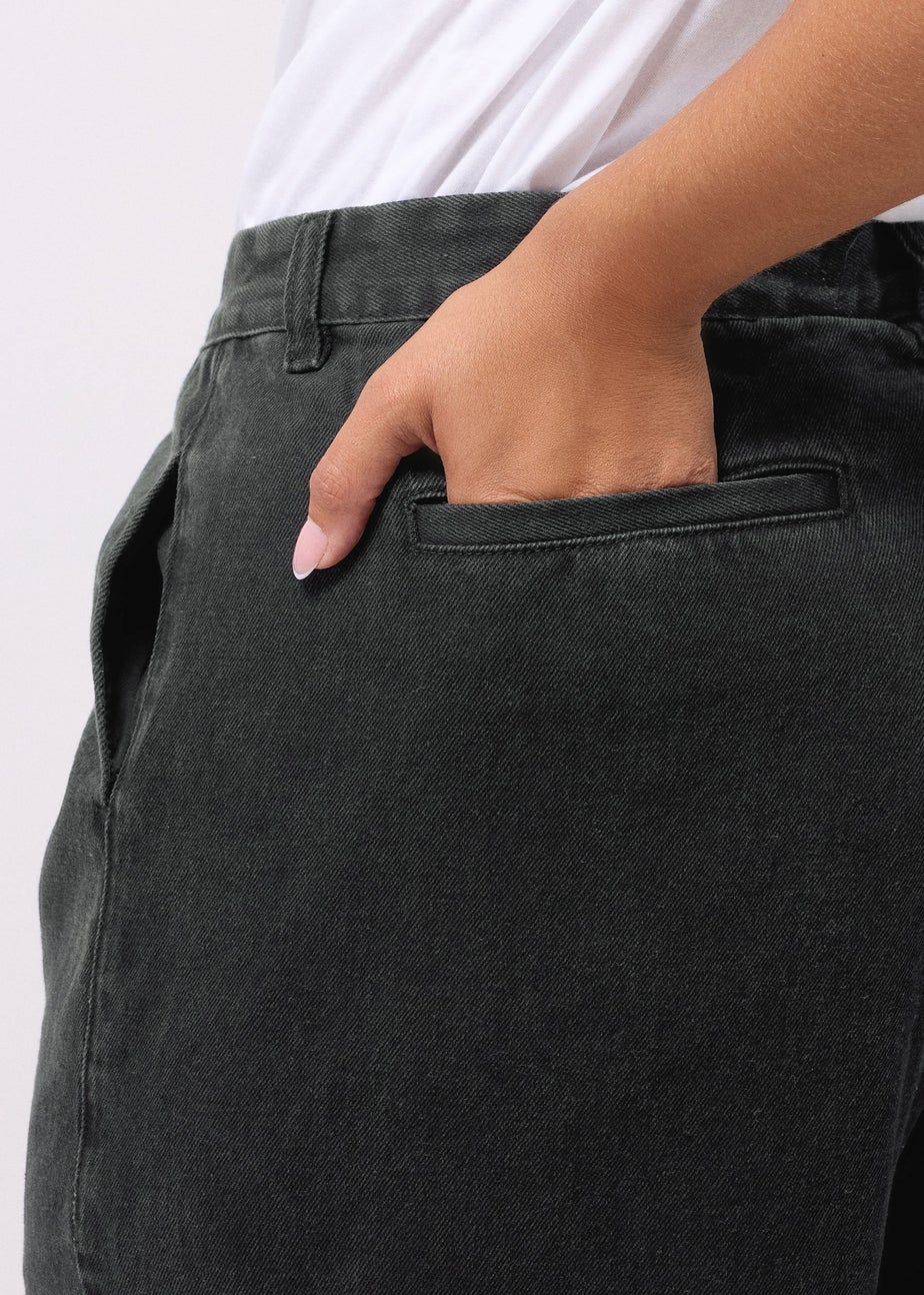 Yours Black Pleated Wide Leg Jeans