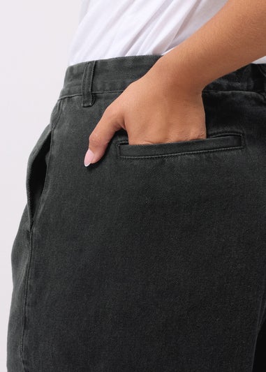 Yours Black Pleated Wide Leg Jeans