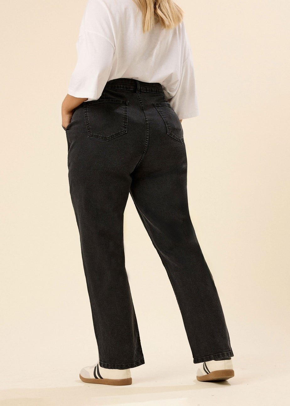 Yours Washed Black Slim Barrel Jeans