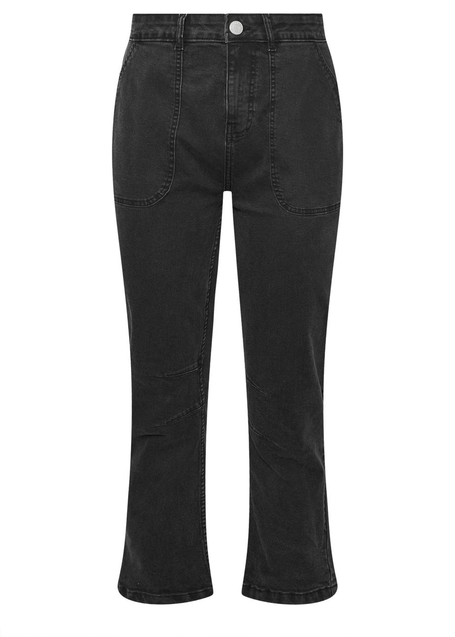 Yours Washed Black Slim Barrel Jeans