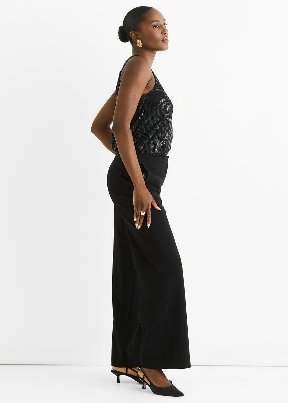 Gini London Black Wide Leg Tailoring Trousers