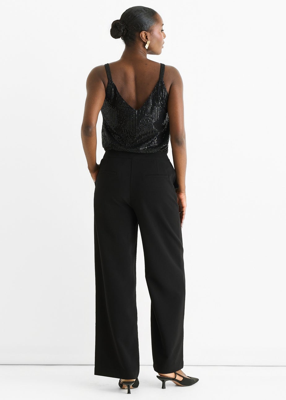 Gini London Black Wide Leg Tailoring Trousers
