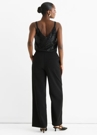 Gini London Black Wide Leg Tailoring Trousers