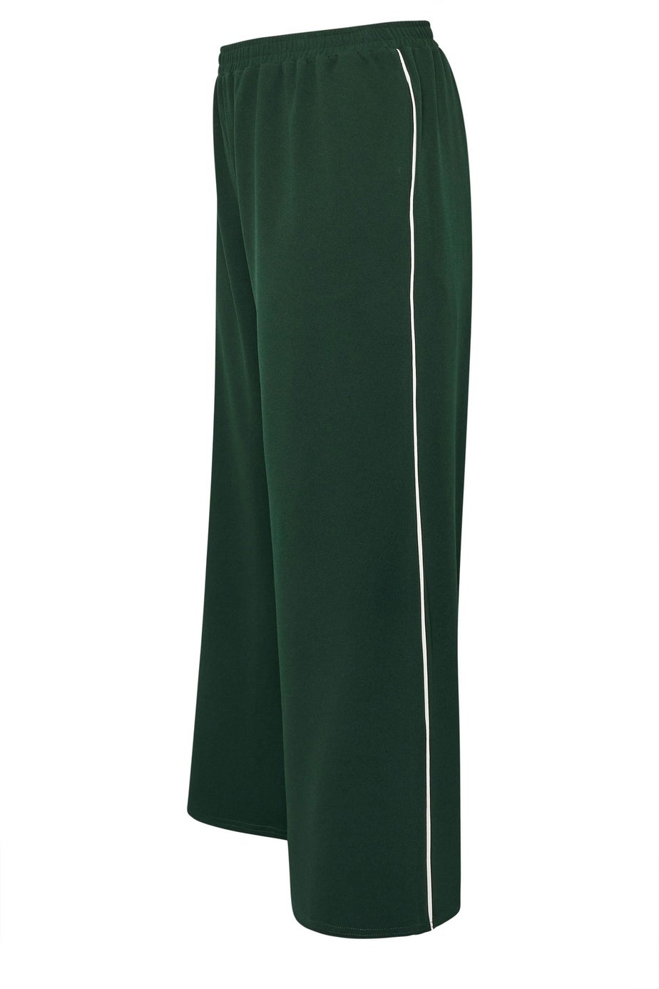 Yours Curve Forest Green Side Stripe Wide Leg Trousers