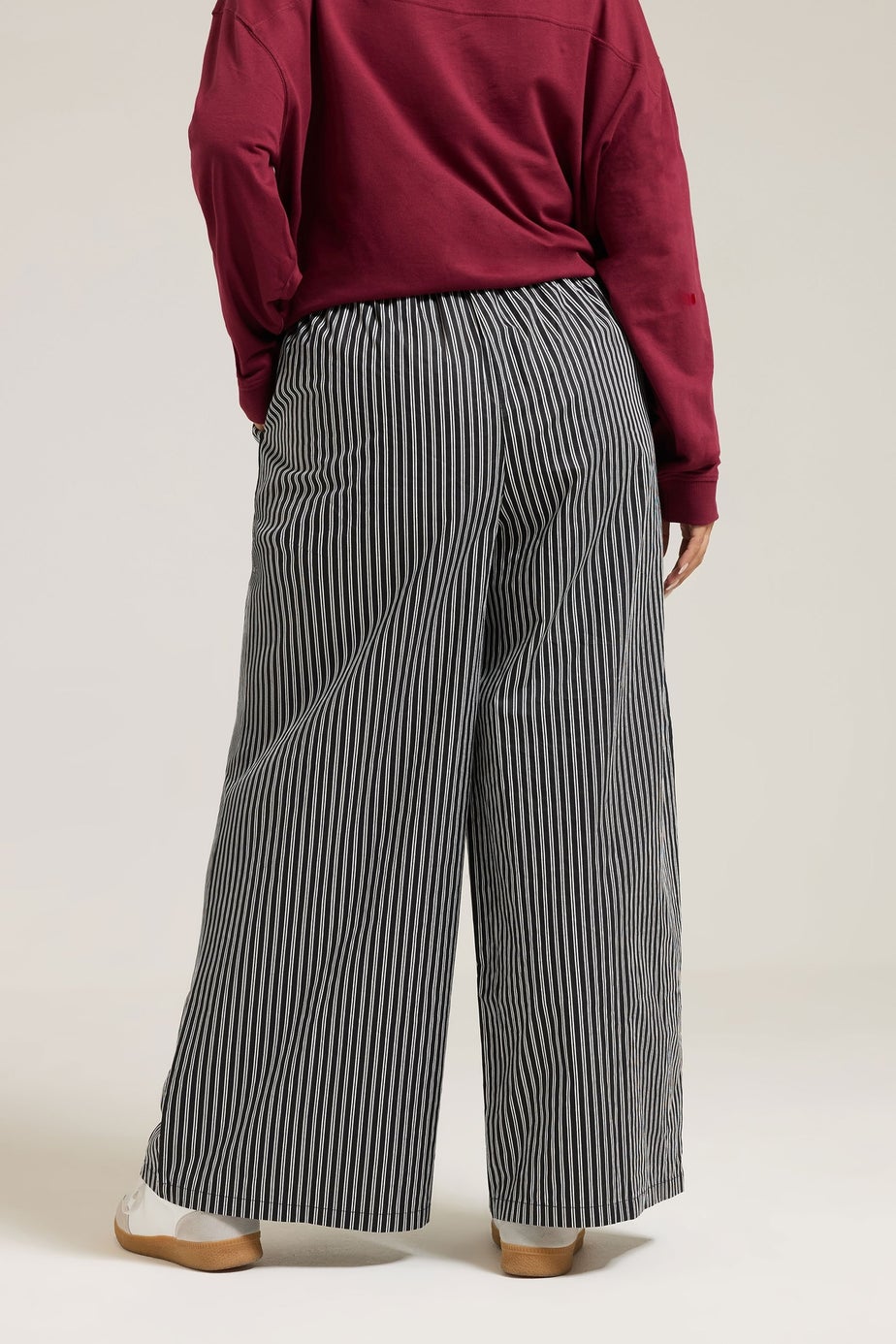 Yours Curve Black Stripe Wide Leg Trousers