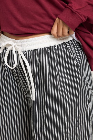 Yours Curve Black Stripe Wide Leg Trousers