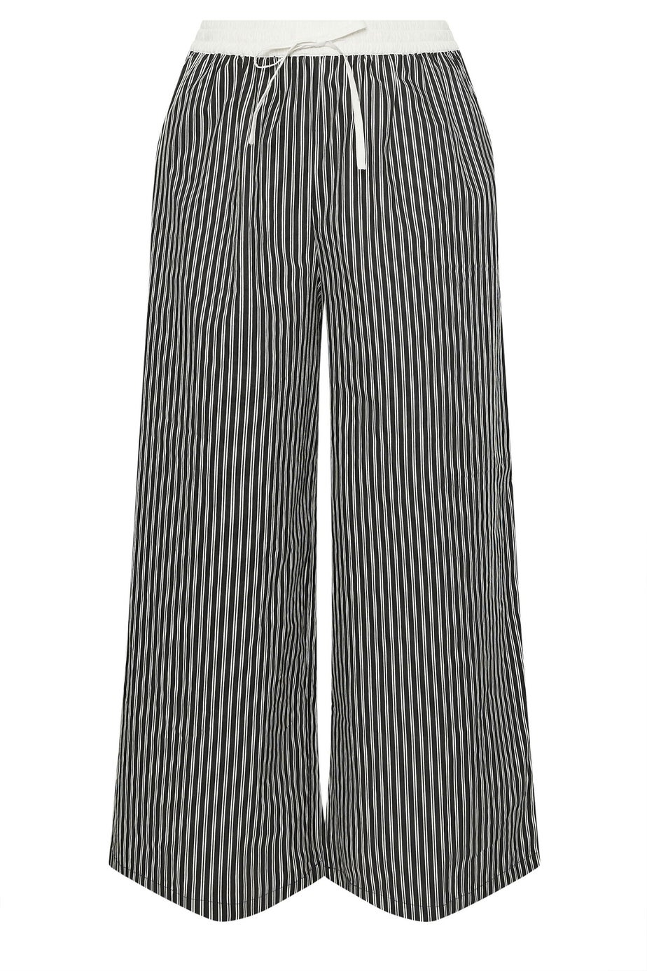 Yours Curve Black Stripe Wide Leg Trousers