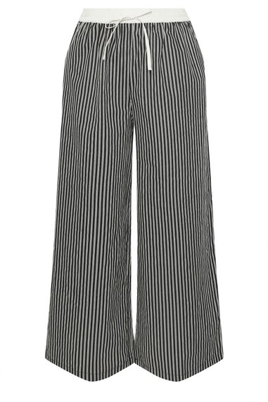 Yours Curve Black Stripe Wide Leg Trousers