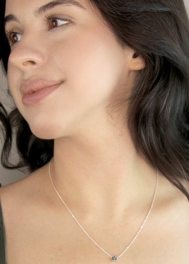 Golden Moments Sterling Silver Initial V Cube Necklace 18 inch