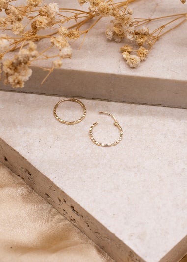 Golden Moments 9ct Yellow Gold Tube Diamond Cut Hoop Earrings