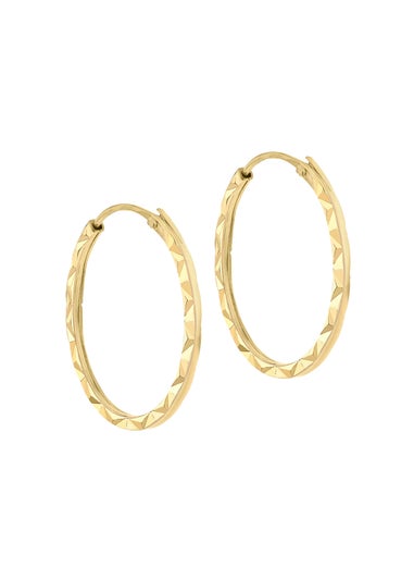 Golden Moments 9ct Yellow Gold Tube Diamond Cut Hoop Earrings