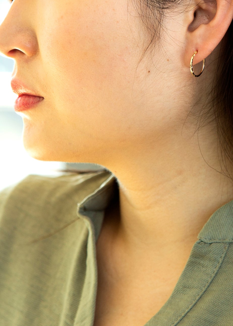 Golden Moments 9ct Yellow Gold Tube Diamond Cut Hoop Earrings