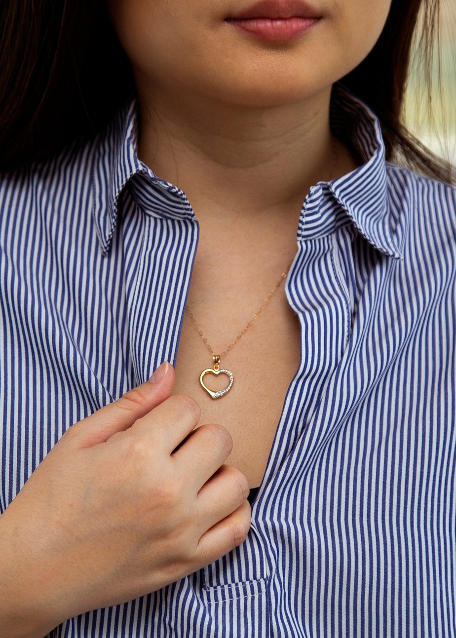 Golden Moments Golden Moments 9ct 2-Colour Gold Patterned-Heart Trace Chain Necklace 18 inch