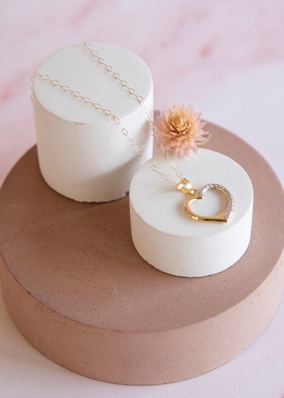 Golden Moments Golden Moments 9ct 2-Colour Gold Patterned-Heart Trace Chain Necklace 18 inch