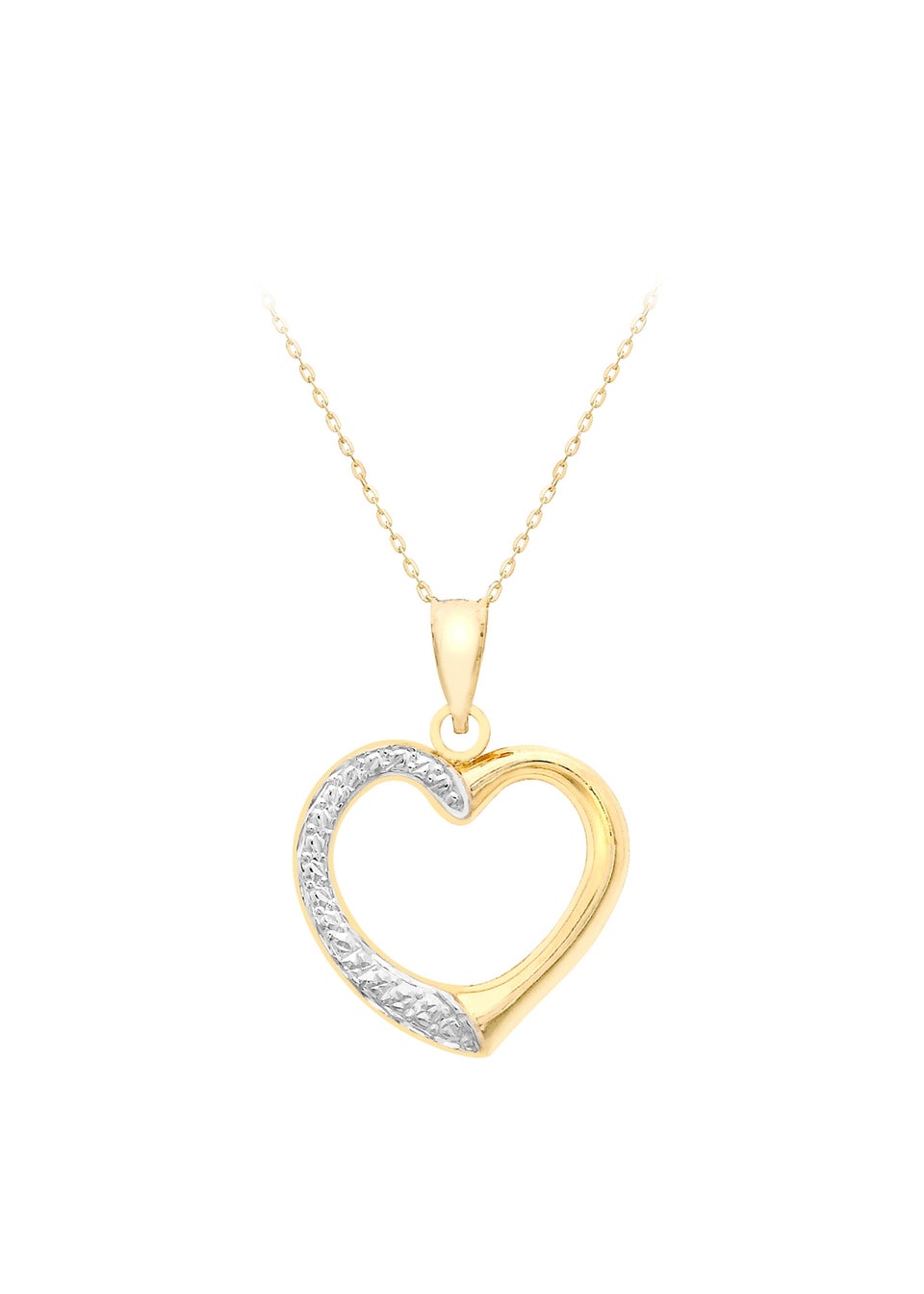 Golden Moments Golden Moments 9ct 2-Colour Gold Patterned-Heart Trace Chain Necklace 18 inch
