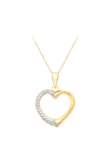 Golden Moments Golden Moments 9ct 2-Colour Gold Patterned-Heart Trace Chain Necklace 18 inch