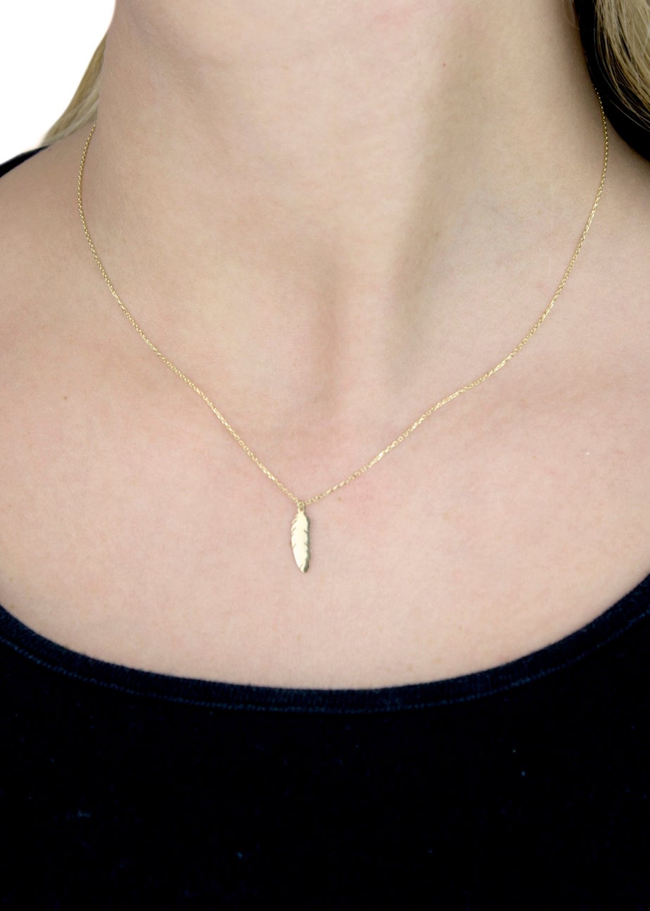 Golden Moments 9ct Yellow Gold 'Feather' Necklace 18 inch