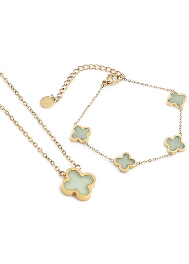 Say It With Yellow Gold Jade Crystal Clover Gift Set