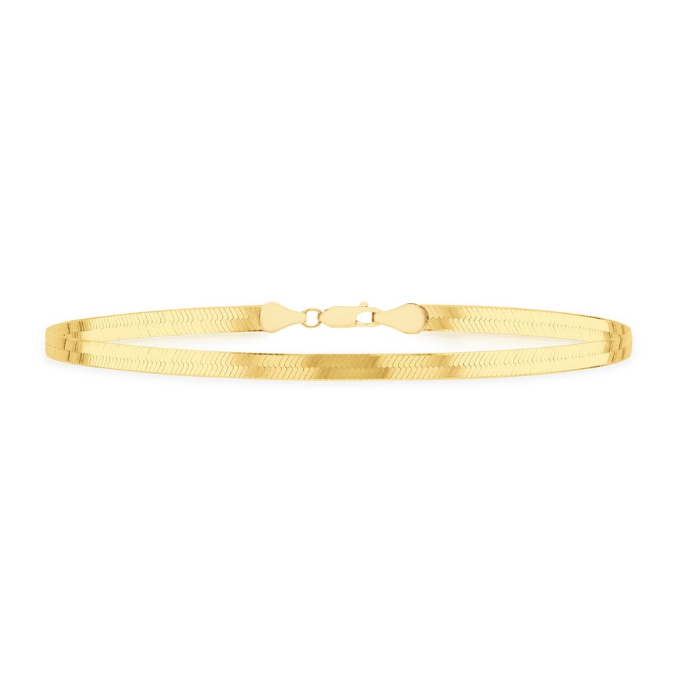 Golden Moments Sterling Silver Gold Plated Triple Herringbone Bracelet