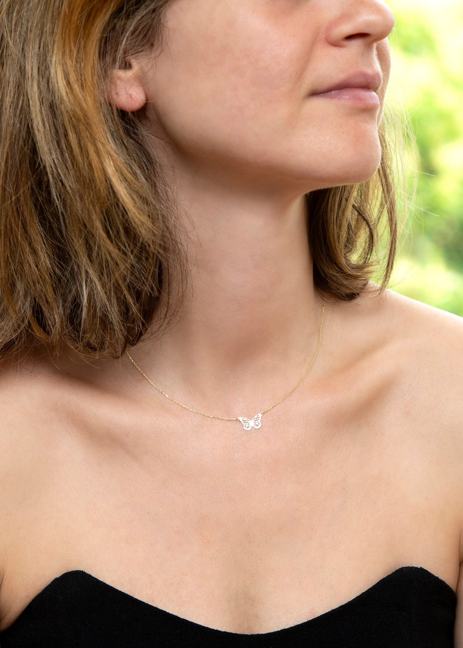 Golden Moments 9ct Yellow Gold Butterfly Necklace 18 inch