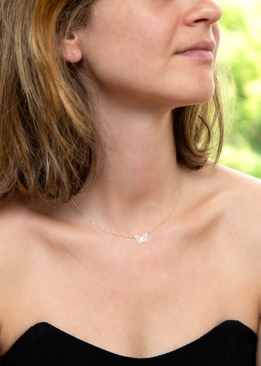 Golden Moments 9ct Yellow Gold Butterfly Necklace 18 inch
