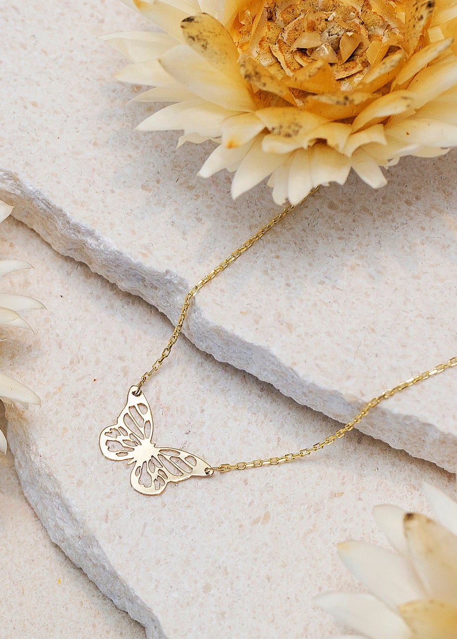 Golden Moments 9ct Yellow Gold Butterfly Necklace 18 inch