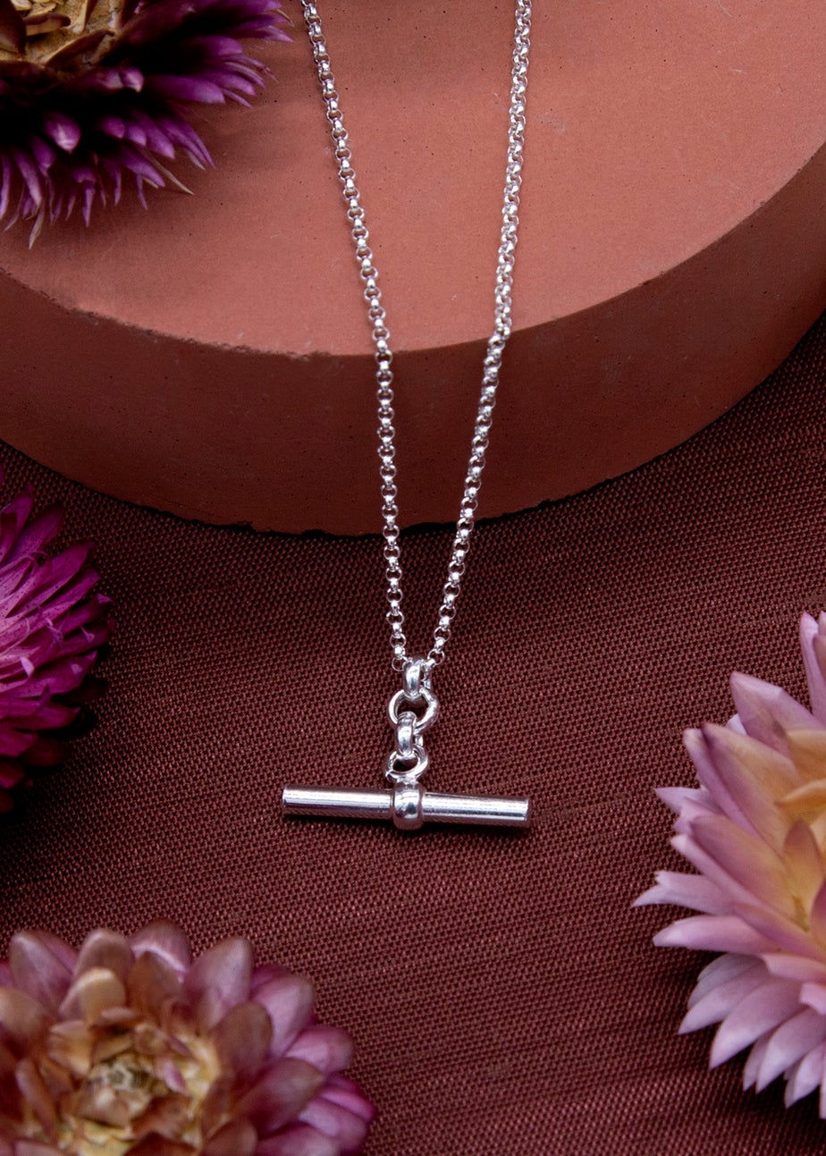 Golden Moments Sterling Silver Belcher T-Bar Adjustable Necklace