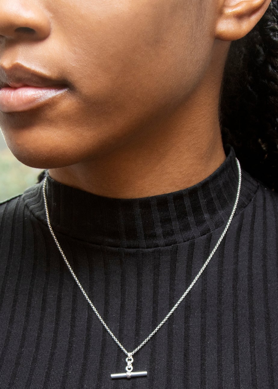 Golden Moments Sterling Silver Belcher T-Bar Adjustable Necklace