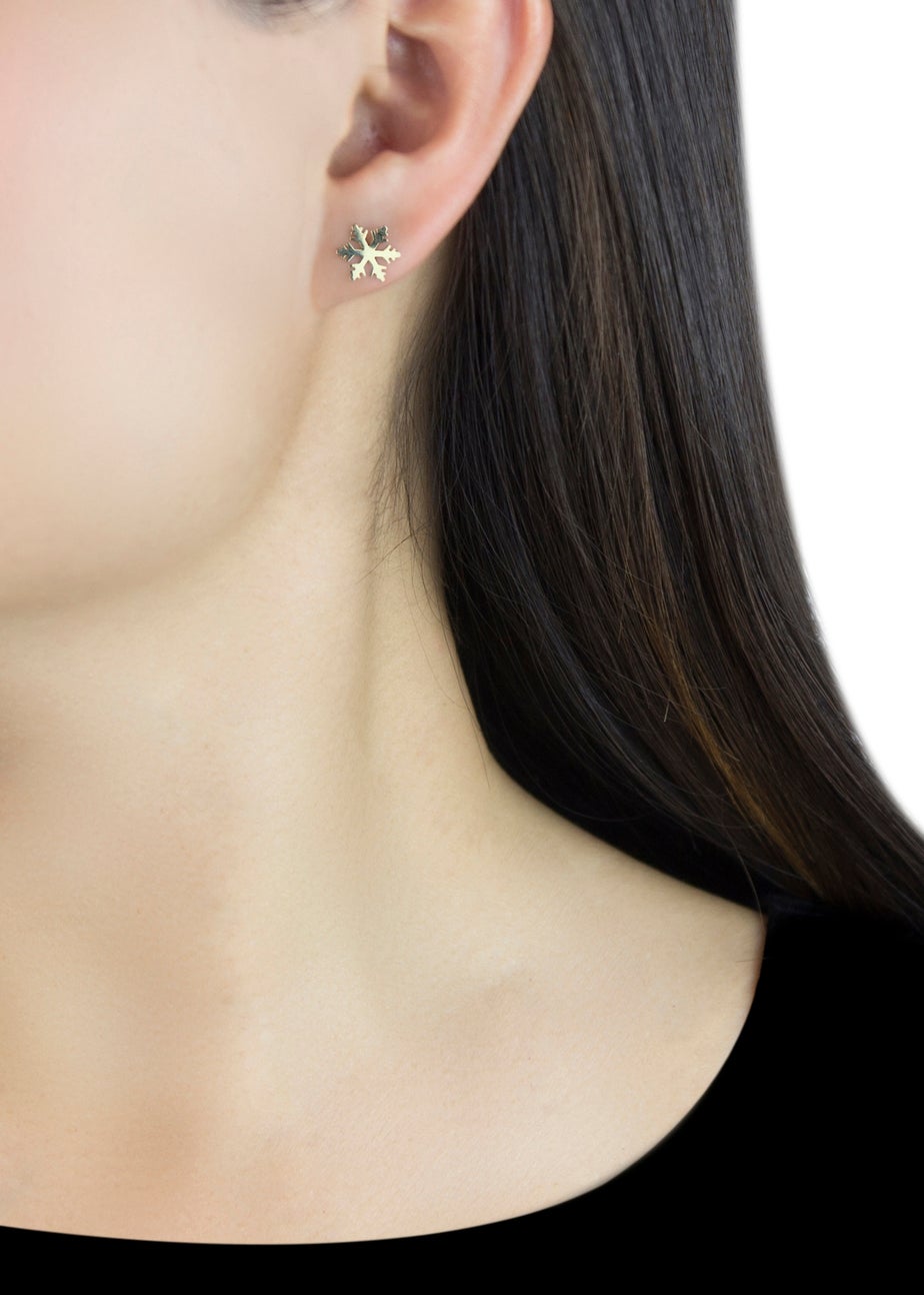 Golden Moments 9ct Yellow Gold Polished Snowflake Stud Earrings