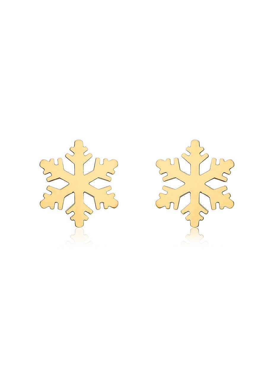 Golden Moments 9ct Yellow Gold Polished Snowflake Stud Earrings