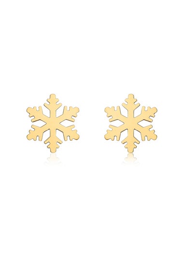Golden Moments 9ct Yellow Gold Polished Snowflake Stud Earrings