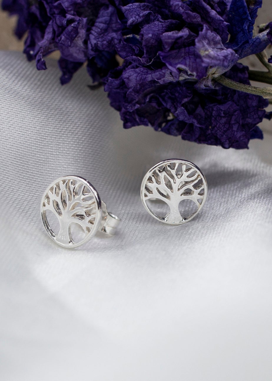 Golden Moments Sterling Silver 'Tree of Life' Stud Earrings