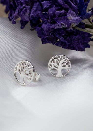 Golden Moments Sterling Silver 'Tree of Life' Stud Earrings