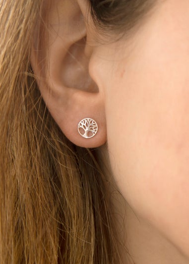 Golden Moments Sterling Silver 'Tree of Life' Stud Earrings