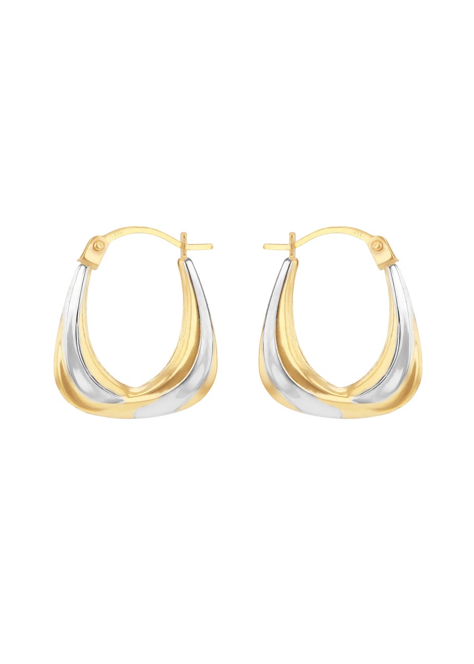 Golden Moments 9ct 2-Colour Gold Creole Earrings