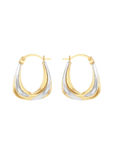 Golden Moments 9ct 2-Colour Gold Creole Earrings