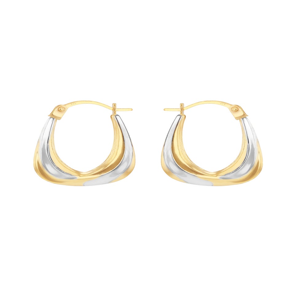Golden Moments 9ct 2-Colour Gold Creole Earrings