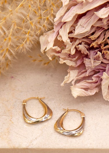 Golden Moments 9ct 2-Colour Gold Creole Earrings