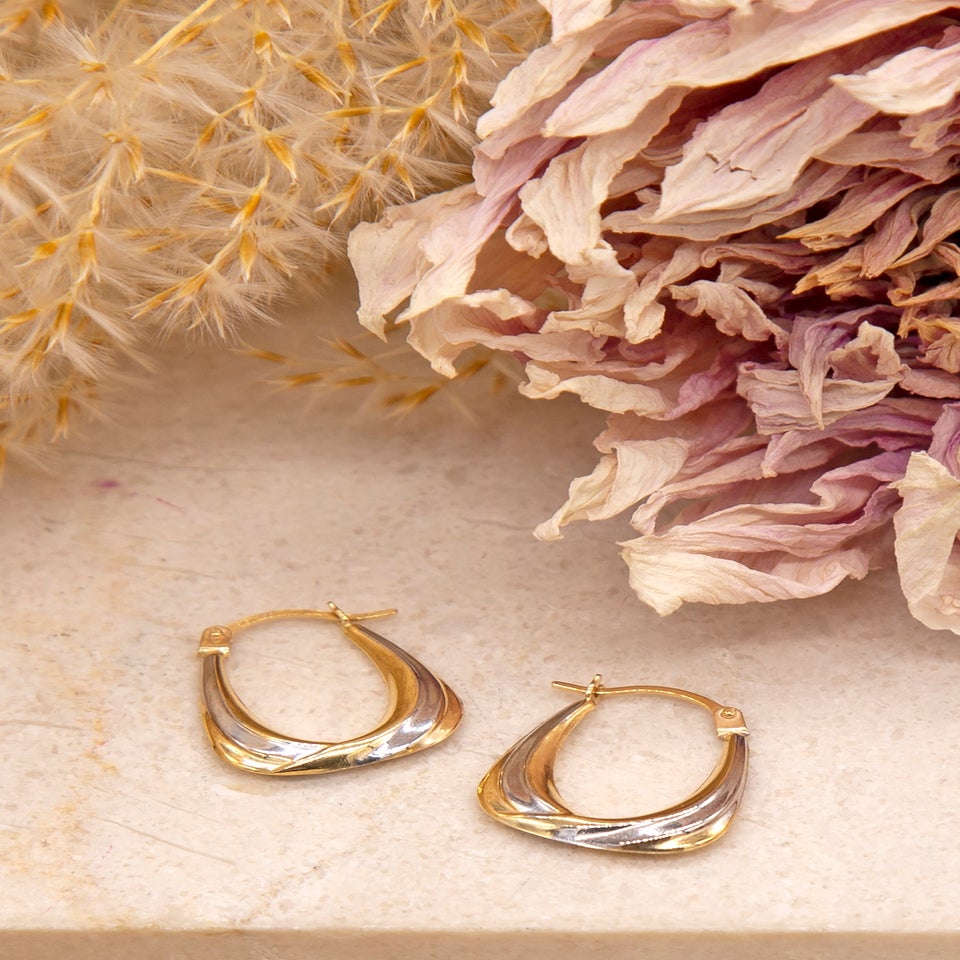 Golden Moments 9ct 2-Colour Gold Creole Earrings