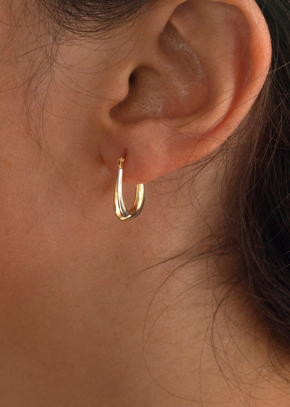 Golden Moments 9ct 2-Colour Gold Creole Earrings