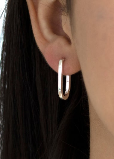 Golden Moments Sterling Silver Rectangular Hoop Creole Earrings