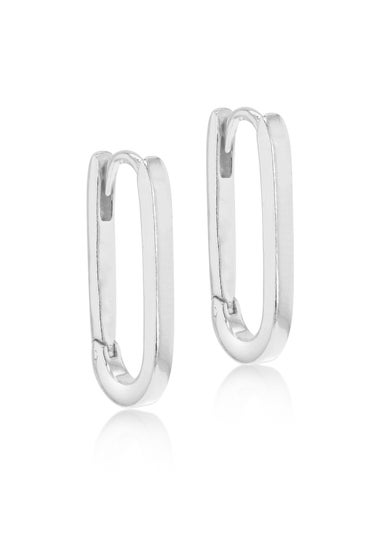 Golden Moments Sterling Silver Rectangular Hoop Creole Earrings