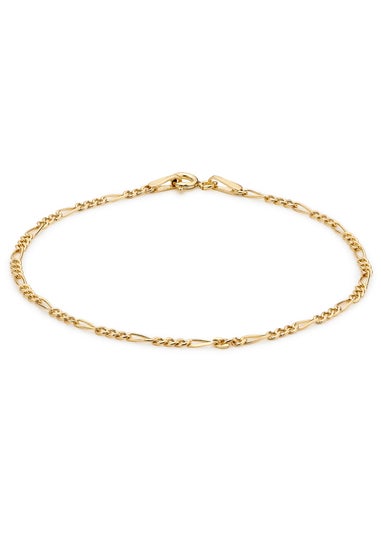 Golden Moments 9ct Yellow Gold Hollow Figaro Bracelet 7 inch