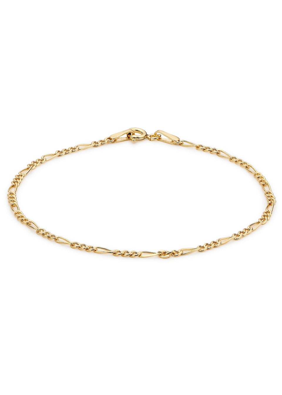 Golden Moments 9ct Yellow Gold Hollow Figaro Bracelet 7 inch
