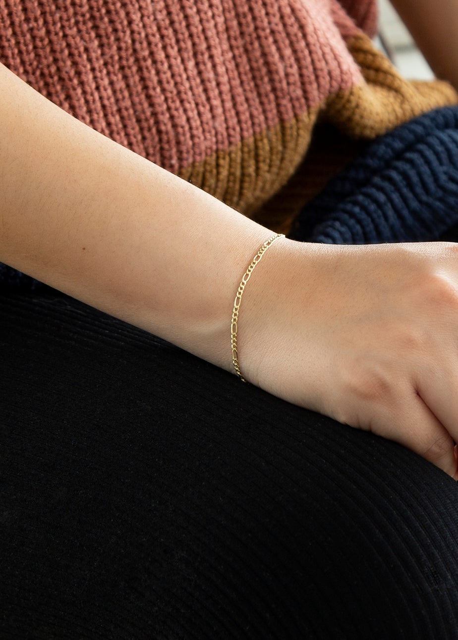 Golden Moments 9ct Yellow Gold Hollow Figaro Bracelet 7 inch