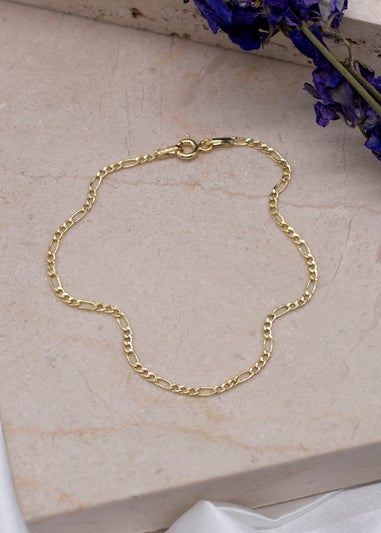 Golden Moments 9ct Yellow Gold Hollow Figaro Bracelet 7 inch