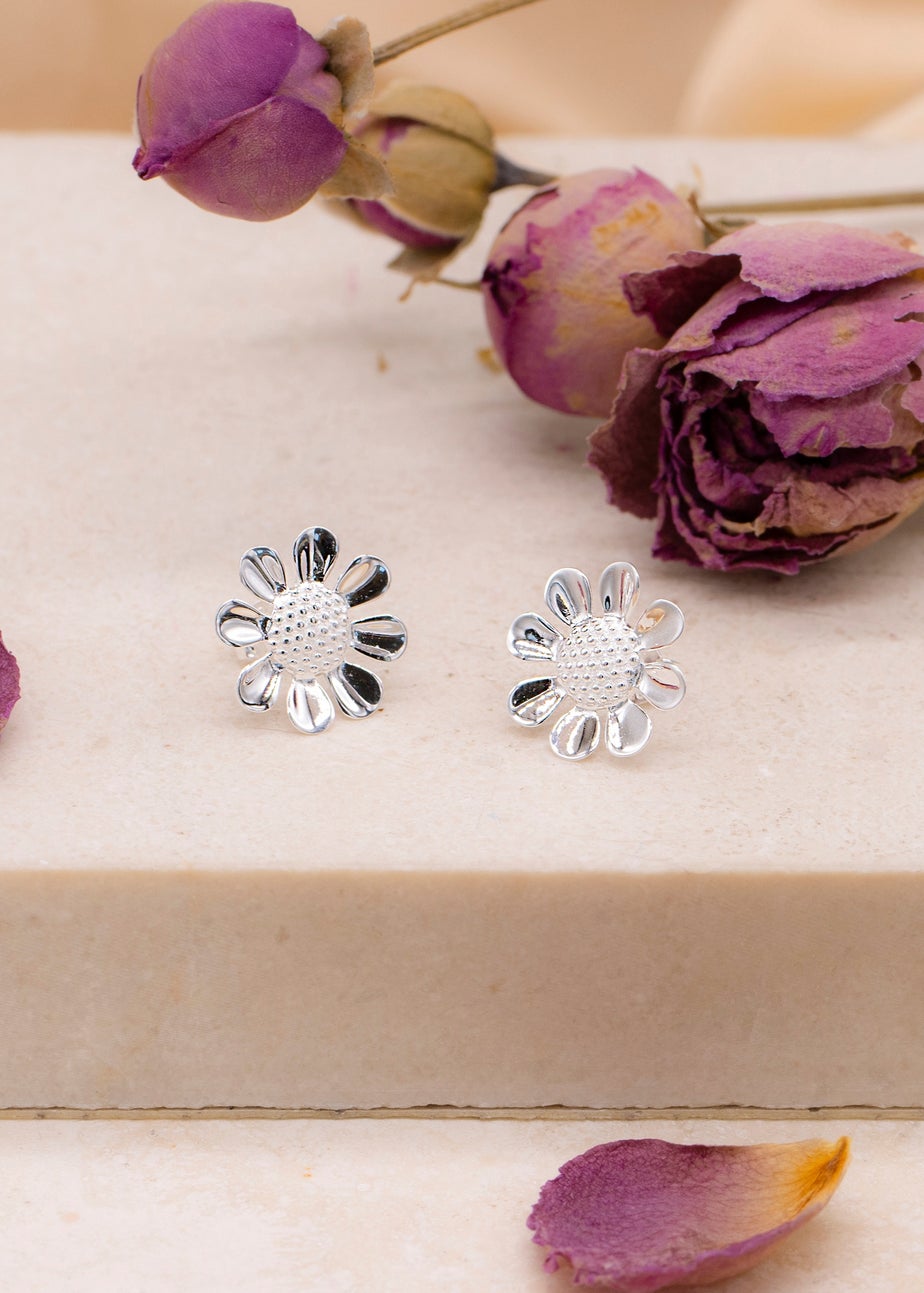 Golden Moments Sterling Silver Daisy Stud Earrings